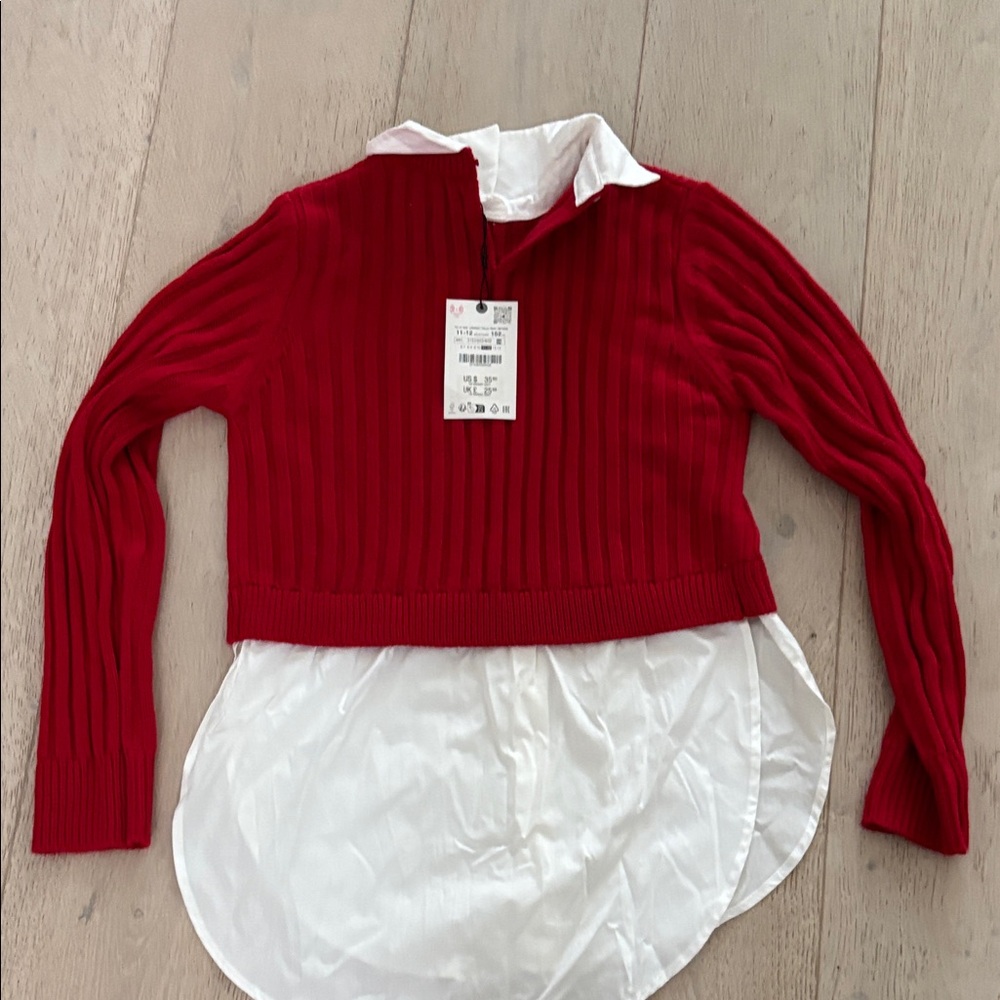 Zara Red and White Kids Sweater Top